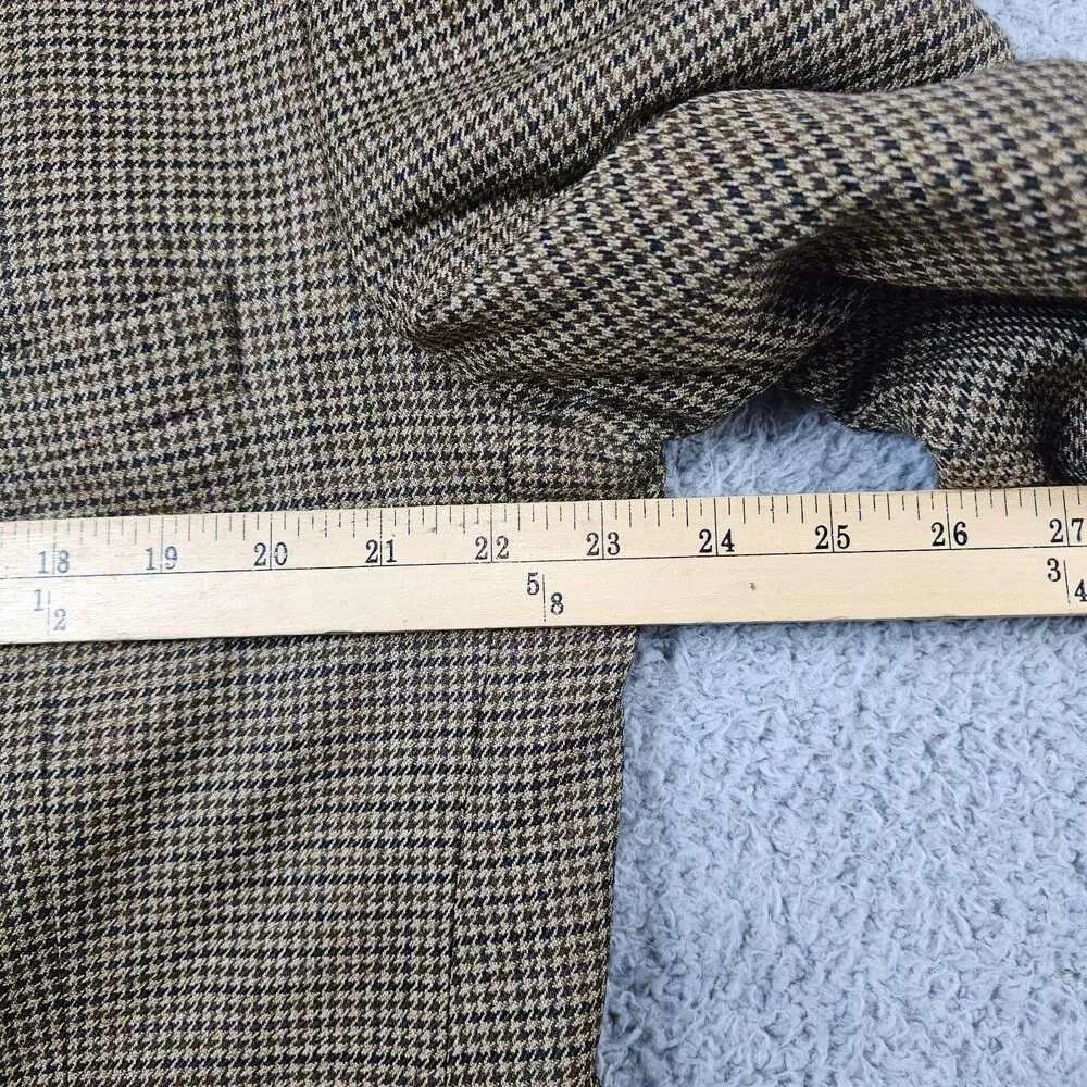 Brooks Brothers Blazer Sport Mens 46R Tan Houndstooth Wool Cashmere Coat Jacket